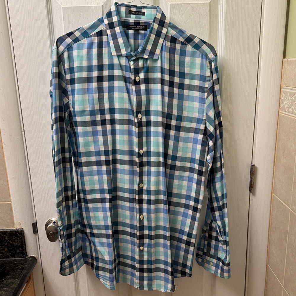 Banana Republic Plaid Shirt in Blue and Green